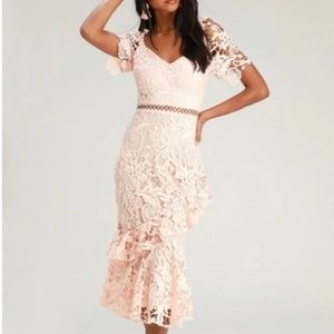 Lulus blush pink lace ruffled